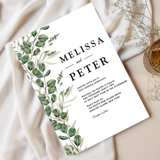 Eukalyptus Handgeschriebene Hochzeit Einladung (Von Creator hochgeladen)
