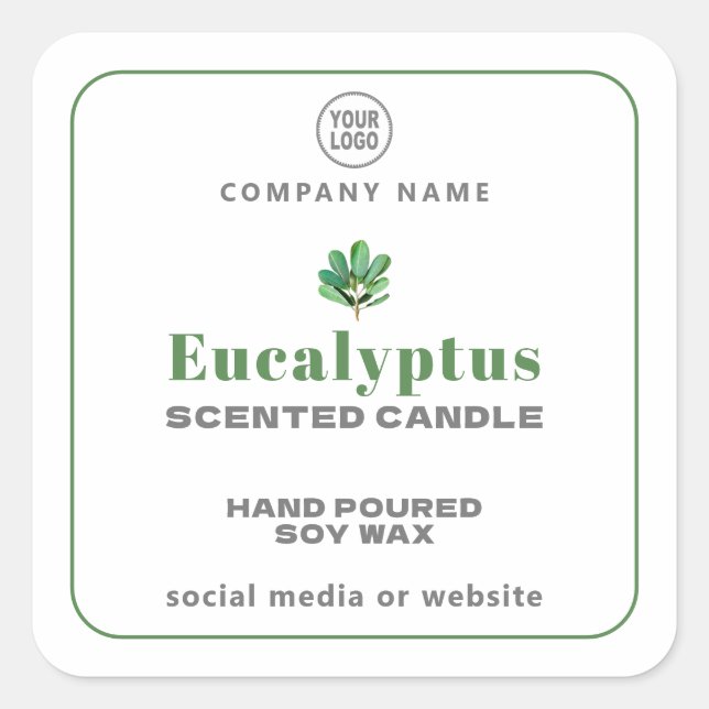 Eukalyptus Handmade Candle Square Sticker (Vorderseite)