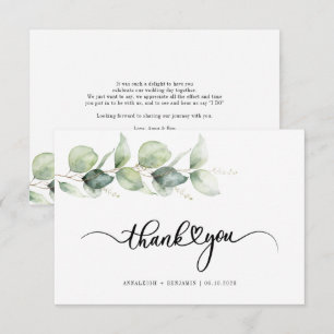 Eukalyptus-Haushalt Handschrift Hochzeit Vielen Da Mitteilungskarte