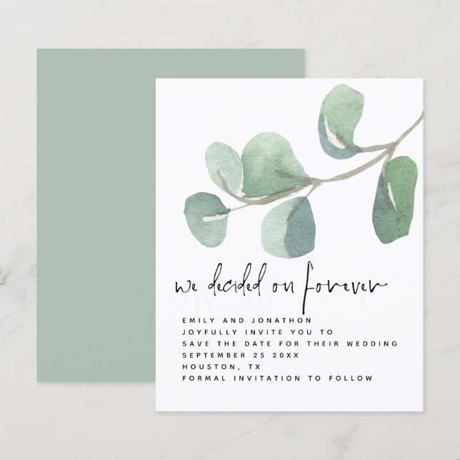 Eukalyptus-Haushalt Save the Date für ewig festgel (Vorne/Hinten)