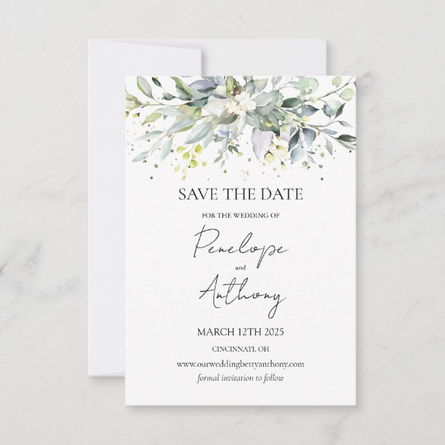 Eukalyptus Herbal Save the Date Einladung (Vorderseite)