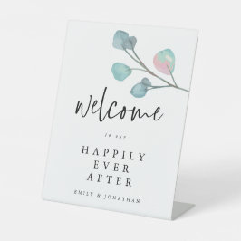 Eukalyptus Herzlich willkommen nach Hochzeit Sockelschild