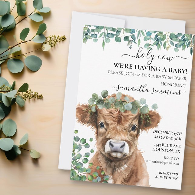 Eukalyptus Highland Calf Baby Shower Einladung (Von Creator hochgeladen)