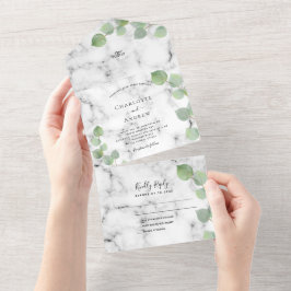 Eukalyptus-Hochzeit All In One Einladung