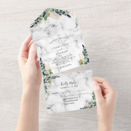 Eukalyptus-Hochzeit All In One Einladung
