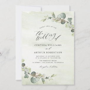 Eukalyptus-Hochzeit in Aquarell Einladung