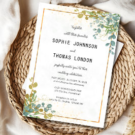 Eukalyptus-Hochzeit in Grün und Gold Einladung