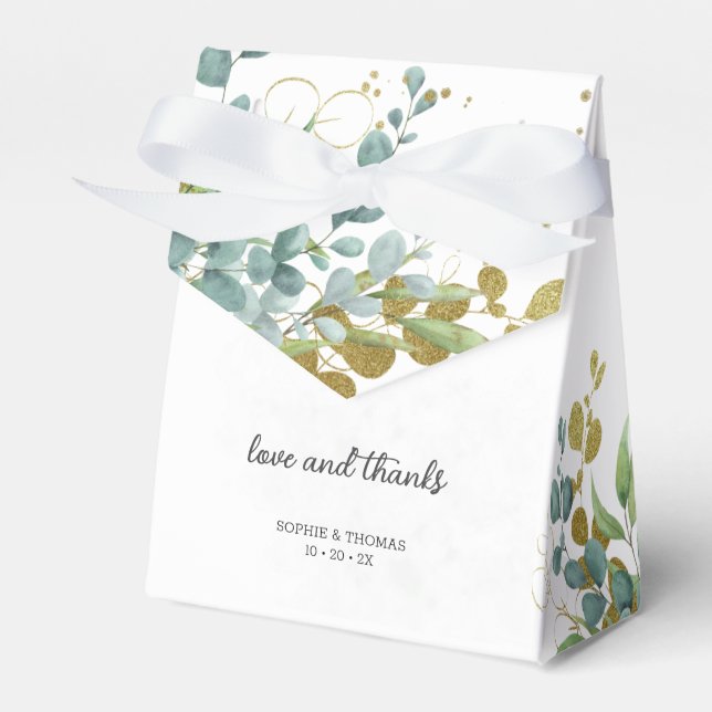 Eukalyptus-Hochzeit in Grün und Gold Geschenkschachtel (Vorderseite)