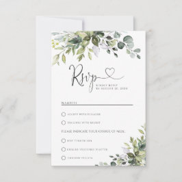 Eukalyptus-Hochzeit mit Essensauswahl-RSVP RSVP Karte