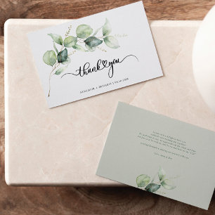 Eukalyptus-Hochzeit mit Handschrift Vielen Dank Mitteilungskarte
