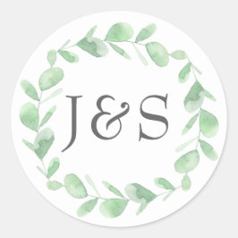 Eukalyptus Hochzeit personalisierte Erstkleber Runder Aufkleber