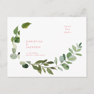 Eukalyptus-Hochzeit Rosa Text Save the Date Postkarte