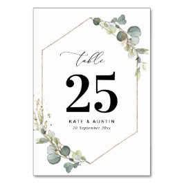 Eukalyptus-Hochzeit Tischnummer