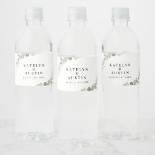 Eukalyptus-Hochzeit Wasserflaschenetikett