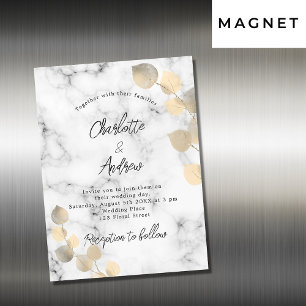 Eukalyptus-Hochzeitmarmor goldener Luxus Magneteinladung