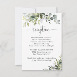 Eukalyptus-Hochzeitsempfangs-Beilagekarte RSVP Karte