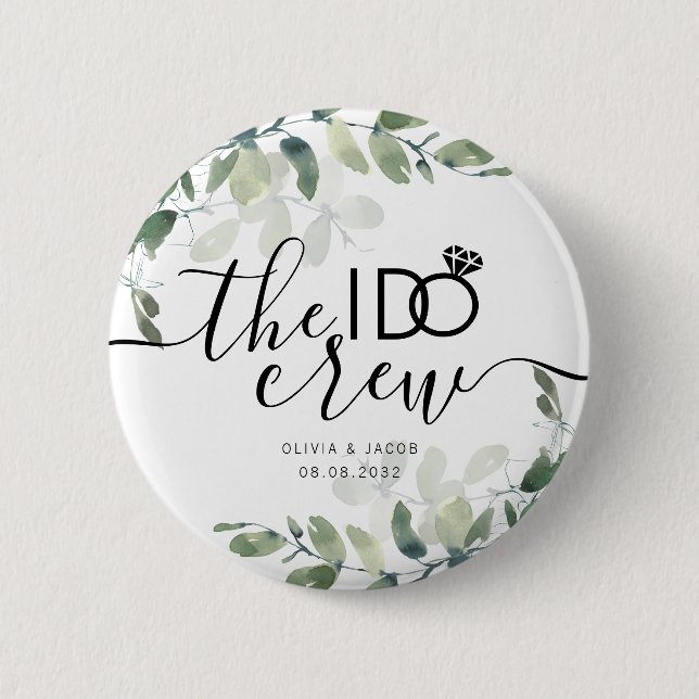 Eukalyptus Hochzeitsgesellschaft Button (Vorderseite)