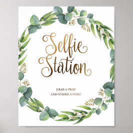 Eukalyptus-Hochzeitshilfsschild für selfie Foto Poster