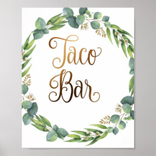 Eukalyptus-Hochzeitshilfsschild für Taco-Bar Poster