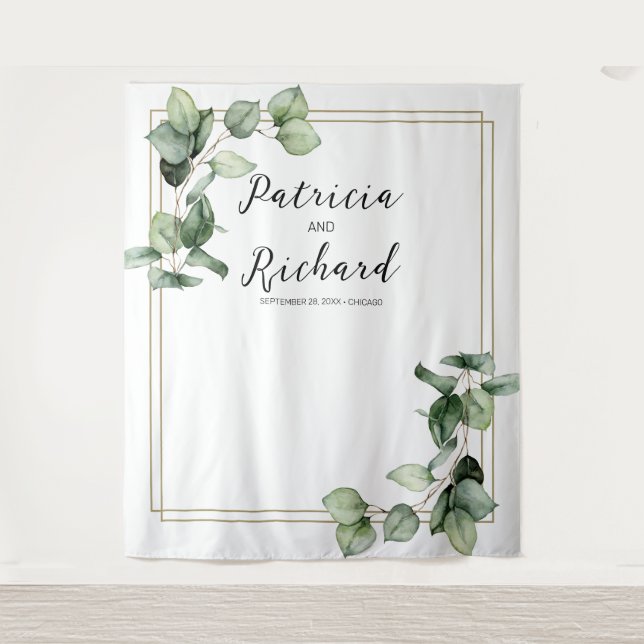 Eukalyptus-Hochzeitskulisse Wandteppich (Vorderseite)