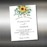 Eukalyptus-Hochzeitsmagnet für Sonnenblumen Magnetkarte<br><div class="desc">Weiße,  mit Sonnenblumen geschmückte Kulisse,  Eukalyptusgrün. Personalisieren und fügen Sie Ihre Namen und Party-Details.</div>