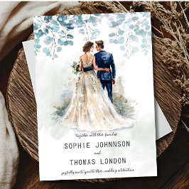 Eukalyptus-Hochzeitspaar Einladung