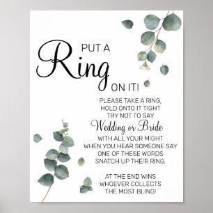Eukalyptus Hochzeitsspiel-Schild "Ein Ring" Poster