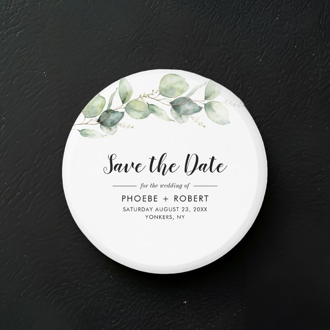 Eukalyptus-Hochzeitsstichtag für Wasserfarben spei Magnet (Eucalyptus Greenery Script Save the Date Magnet)