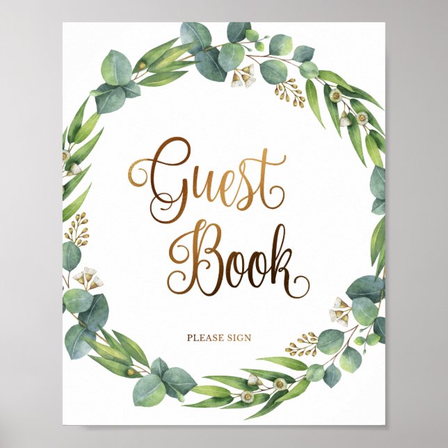 Eukalyptus-Hochzeitssymbol für Gästebuch (Vorne)