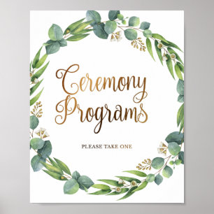 Eukalyptus-Hochzeitssymbol für Zeremonieprogramme Poster