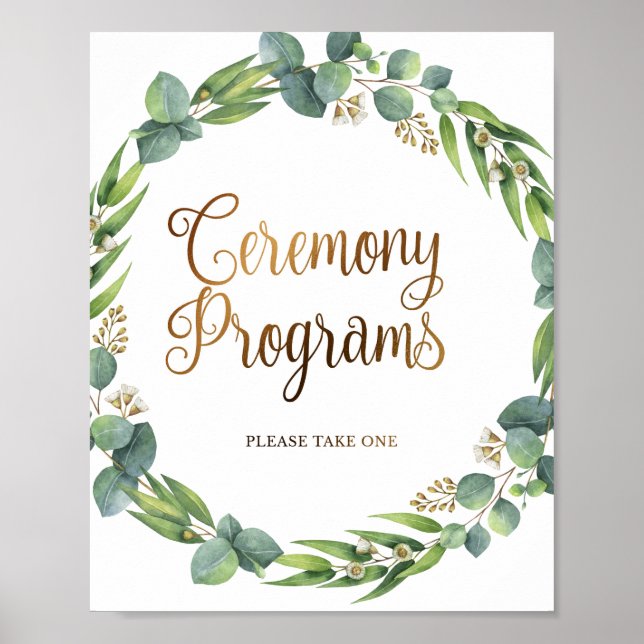 Eukalyptus-Hochzeitssymbol für Zeremonieprogramme Poster (Vorne)