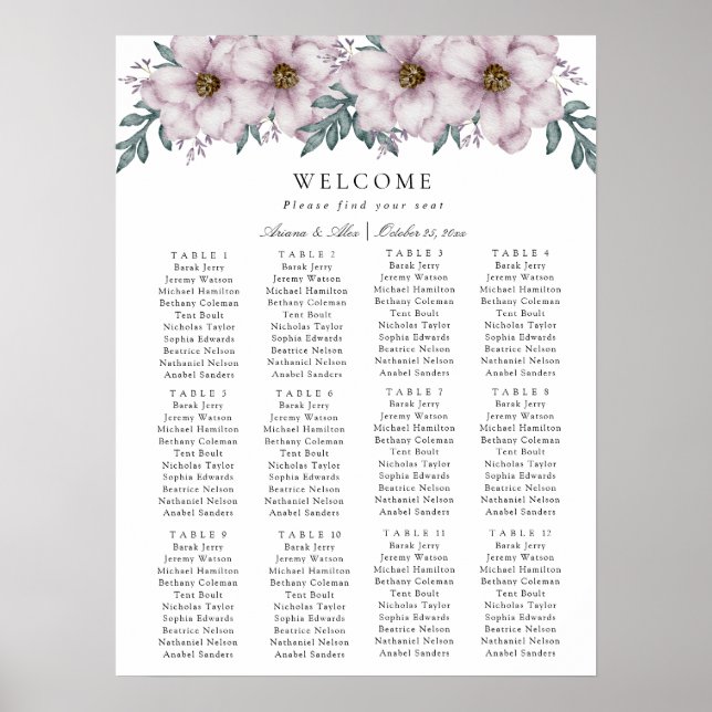 Eukalyptus-Hochzeitstabelle Poster (Vorne)