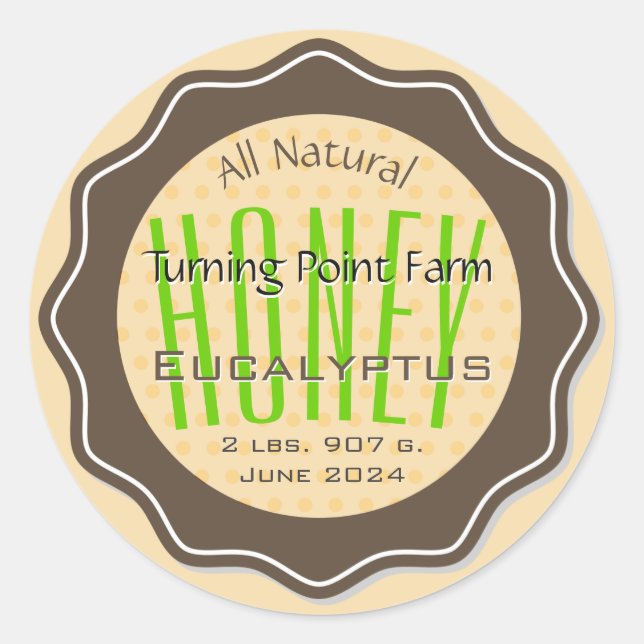 Eukalyptus Honey Jar Labels Quadratischer Aufkleber (Vorderseite)