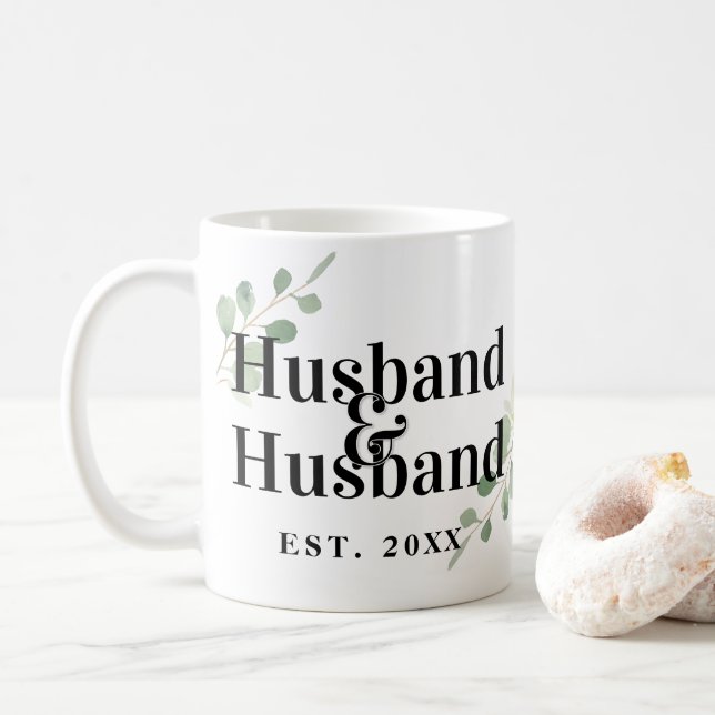 Eukalyptus Husband & Husband Gay Marriage Tasse (Mit Donut)