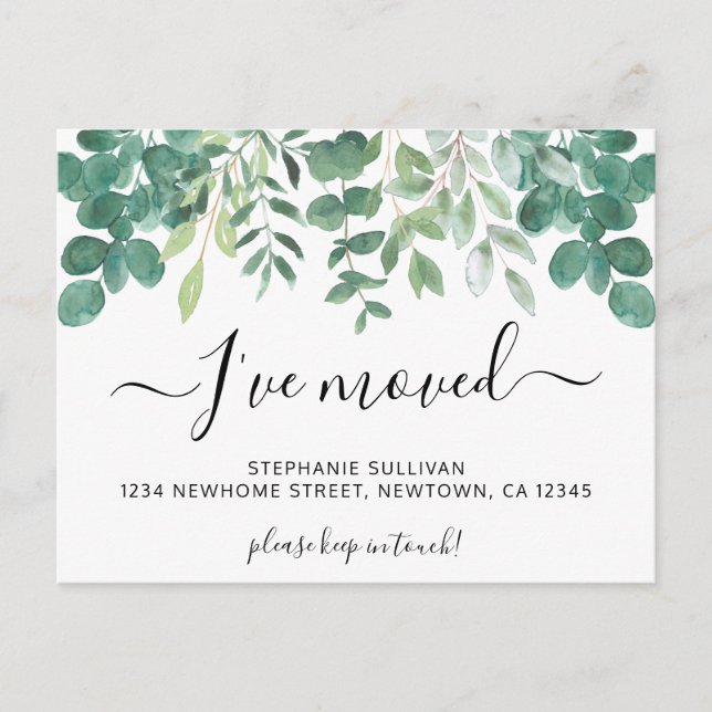 Eukalyptus I bewegt sich Ankündigungspostkarte (Vorderseite)