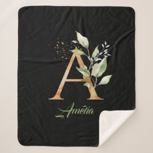 Eukalyptus, Imitate Goldfolie Glitzer, grün und go Sherpadecke