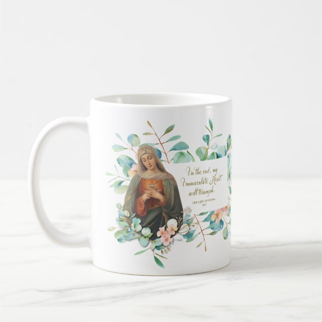 Eukalyptus-Immakulat Herz Mary Kaffeetasse (Links)