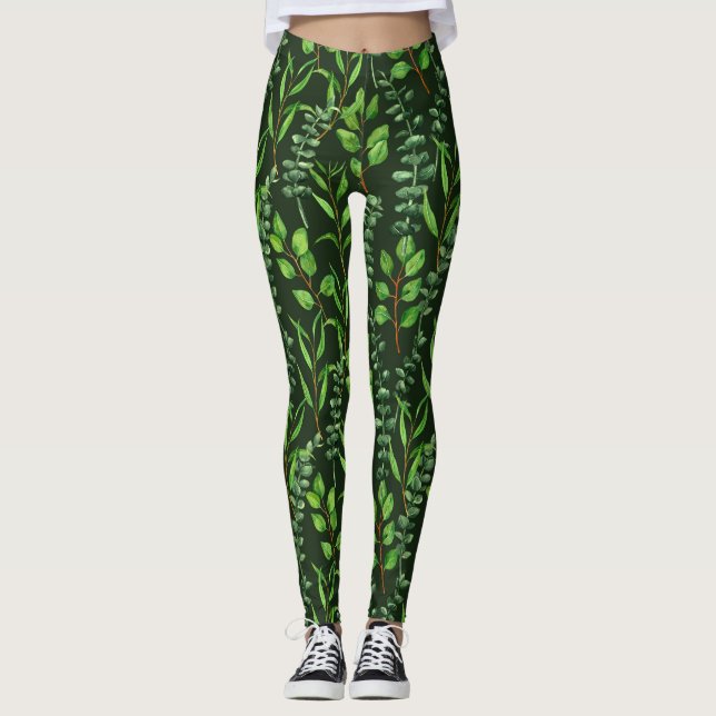Eukalyptus in dunkelgrün leggings (Vorderseite)