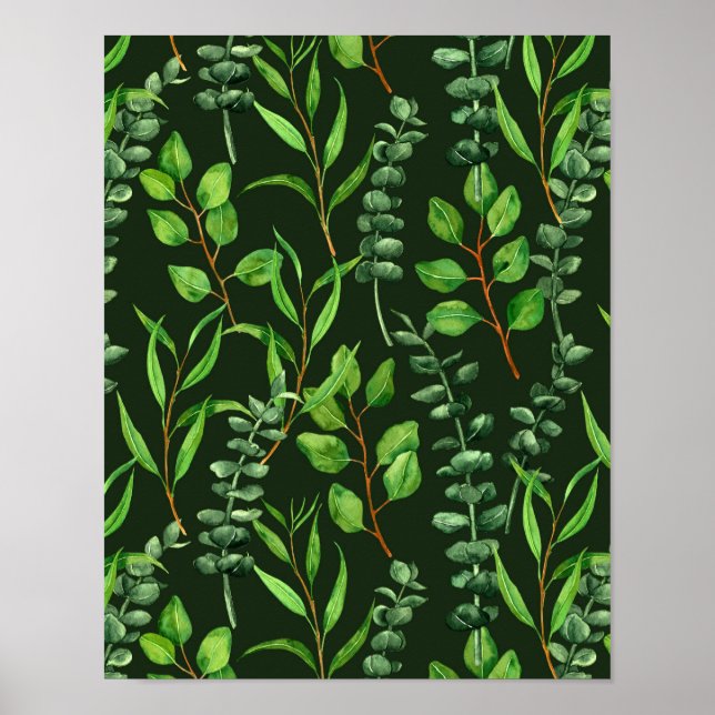Eukalyptus in dunkelgrün poster (Vorne)