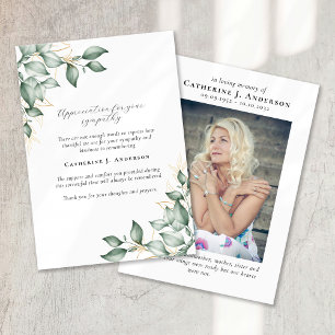 Eukalyptus In Liebe Erinnerung Foto-Trauerfeier Dankeskarte