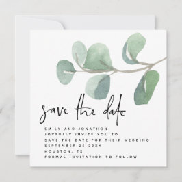 Eukalyptus Informal Script Save the Date Mitteilungskarte