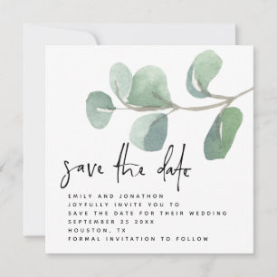 Eukalyptus Informal Script Save the Date Mitteilungskarte