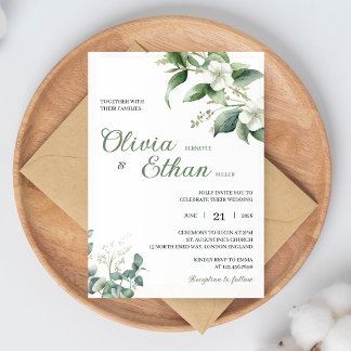 Eukalyptus-Jasmin-Botanische Hochzeitseinladung Einladung