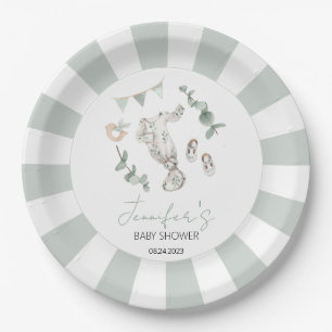 Eukalyptus-Jungenkleidung Baby-Party-Papierplatten Pappteller