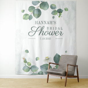 Eukalyptus-Junggesellinnenabschied-Photobooth-Hint Wandteppich