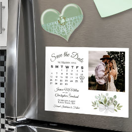Eukalyptus-Kalender und Foto Save the Date Magneteinladung
