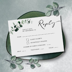Eukalyptus Kalligrafie Menüwahl Hochzeit RSVP Karte