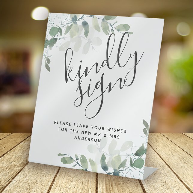 Eukalyptus Kindly Sign Wedding Guest Book Sign Sockelschild (Von Creator hochgeladen)