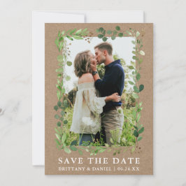 Eukalyptus Kraft-Save the Date-Karte Save The Date