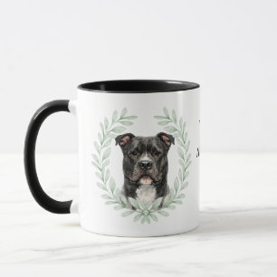 Eukalyptus-Kranz AmStaff-Hund-Monogramm Tasse